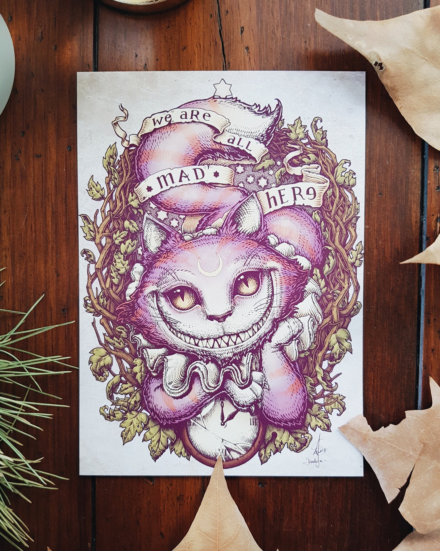 postcards art nouveau, witch, skull, mermaid, cheshire cat, wonderland, folk witch, iberian hecate, gamer nouveau, cosmic lover, sun and moon, stars, bohemian, wanderlust, boho
