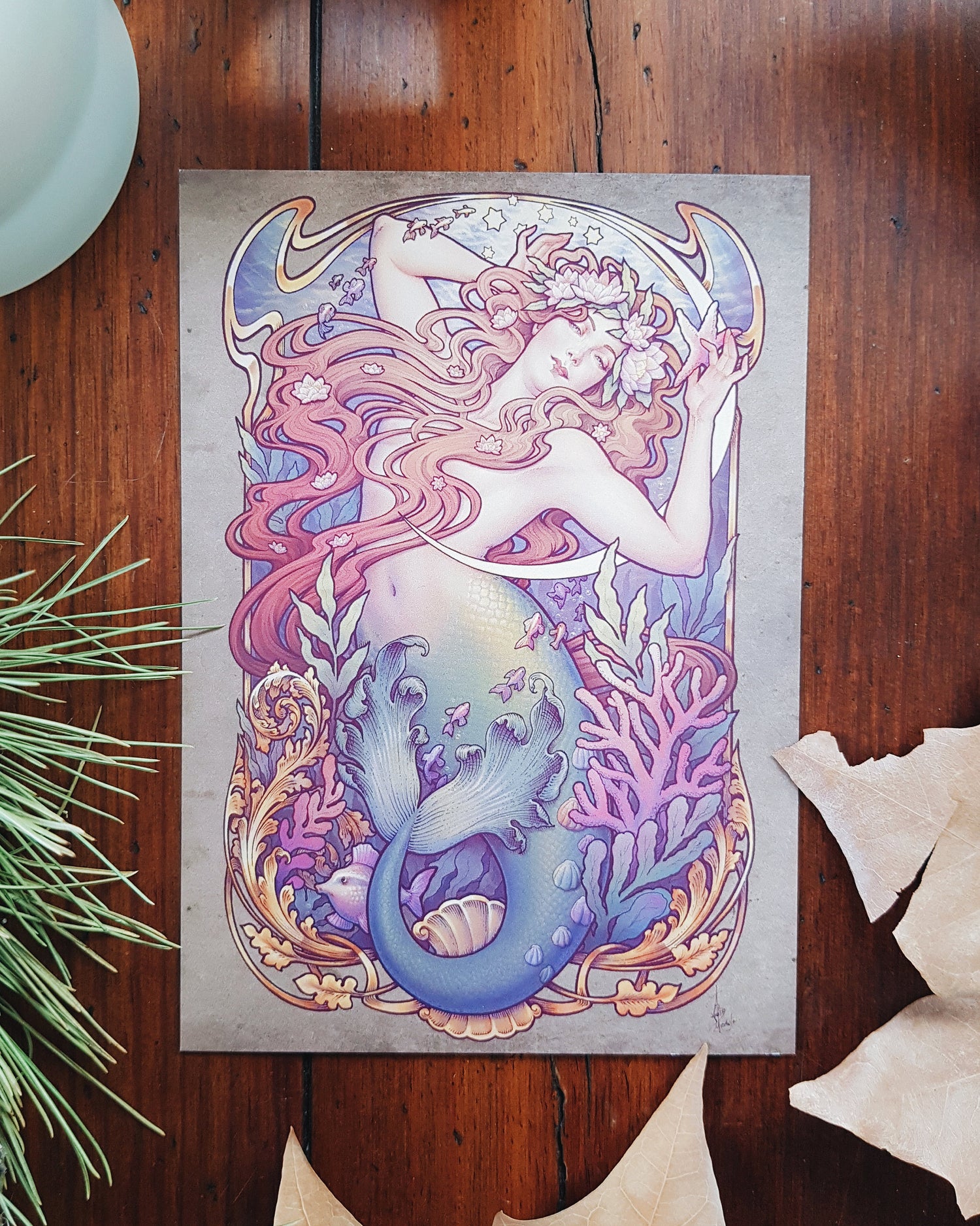 postcards art nouveau, witch, skull, mermaid, cheshire cat, wonderland, folk witch, iberian hecate, gamer nouveau, cosmic lover, sun and moon, stars, bohemian, wanderlust, boho