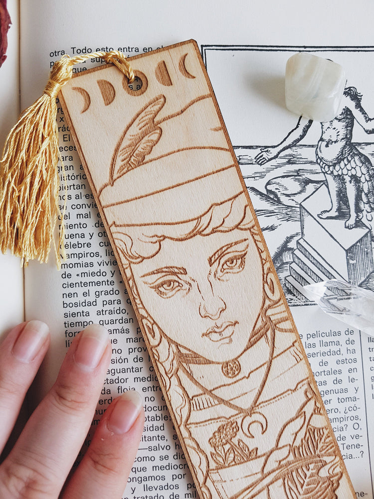 Laser Cut Wooden Bookmarks HERB WITCH REDHAIR MOON