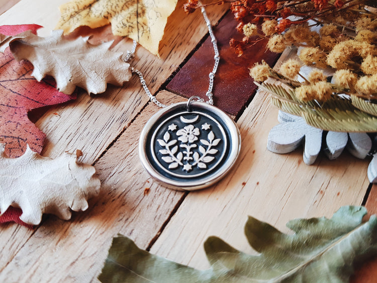 Folk Witch Pendant Necklace STERLING SILVER 925 TALISMAN WITCHES NATURAL FOLK