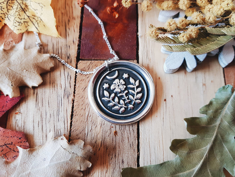 Folk Witch Pendant Necklace STERLING SILVER 925 TALISMAN WITCHES NATURAL FOLK