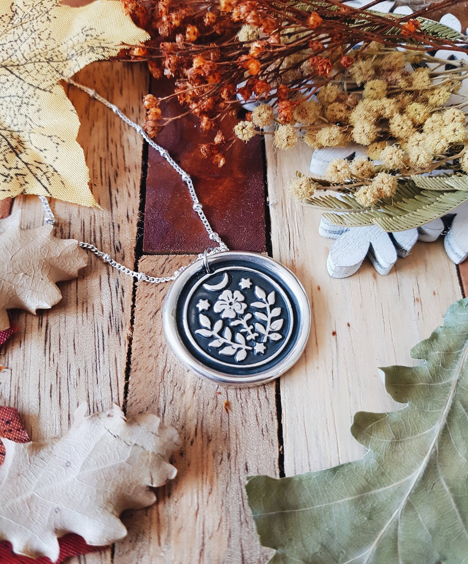 Folk Witch Pendant Necklace STERLING SILVER 925 TALISMAN WITCHES NATURAL FOLK