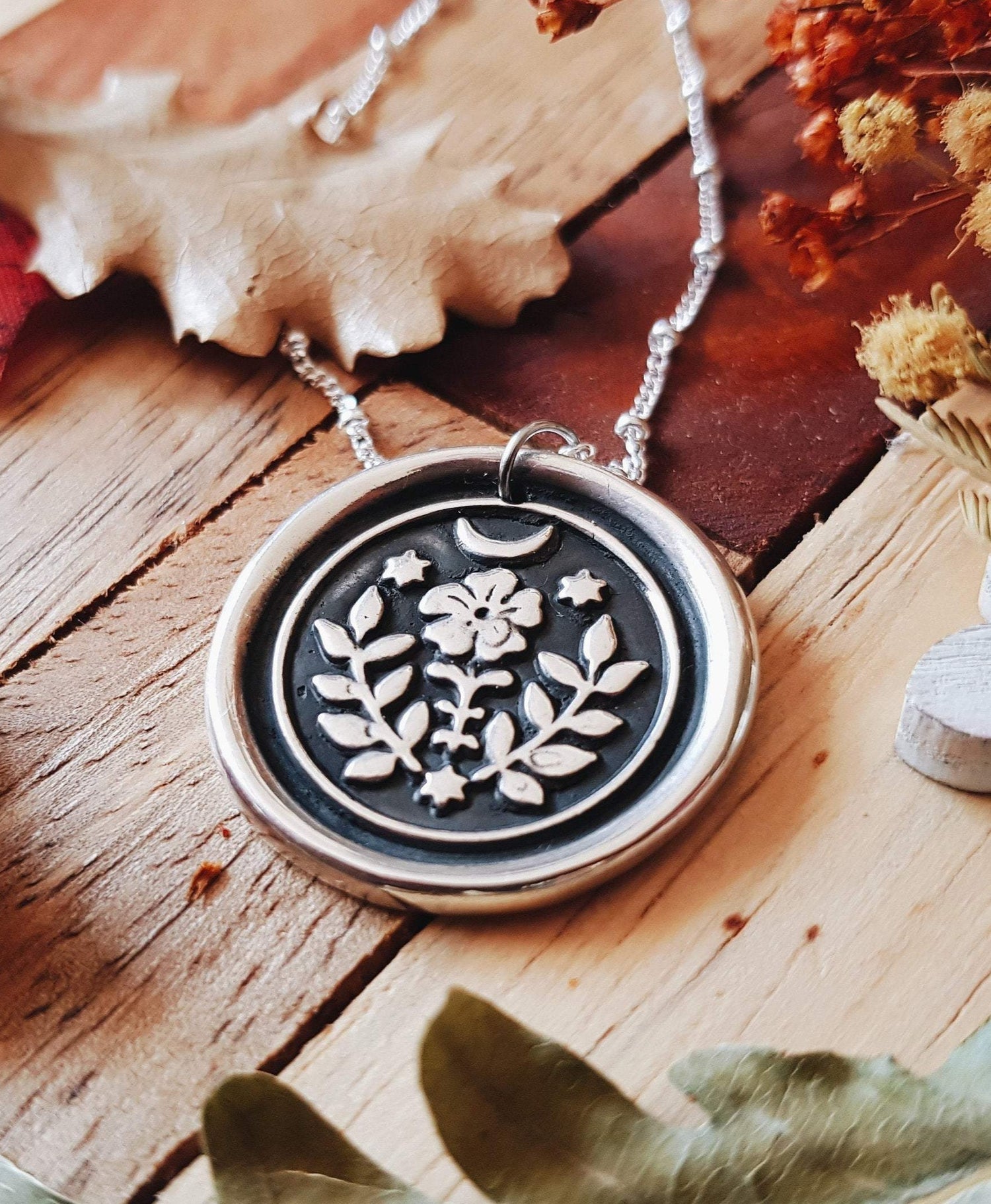 Folk Witch Pendant Necklace STERLING SILVER 925 TALISMAN WITCHES NATURAL FOLK
