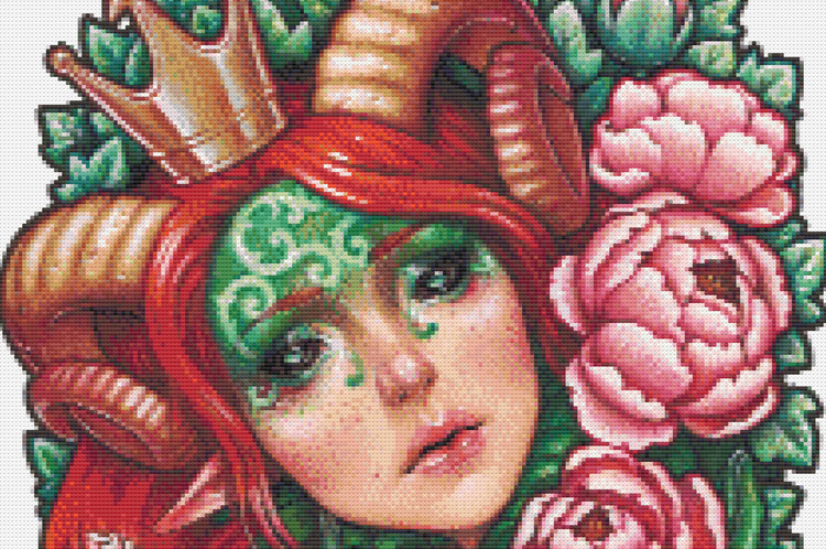CROSS STITCH CHART - DIGITAL PRINTABLE PATTERN - TITANIA Queen of Fairies - by MEDUSA DOLLMAKER