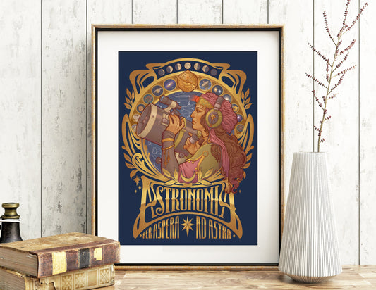 ASTRONOMIA ASTRONOMY ART PRINT DinA4 - 8x11'' - Art by Medusa Dollmaker Art Nouveau