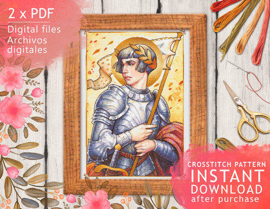CROSS STITCH CHART - DIGITAL PRINTABLE PATTERN - Joan of Arc - Jeanne D'Arc by MEDUSA DOLLMAKER