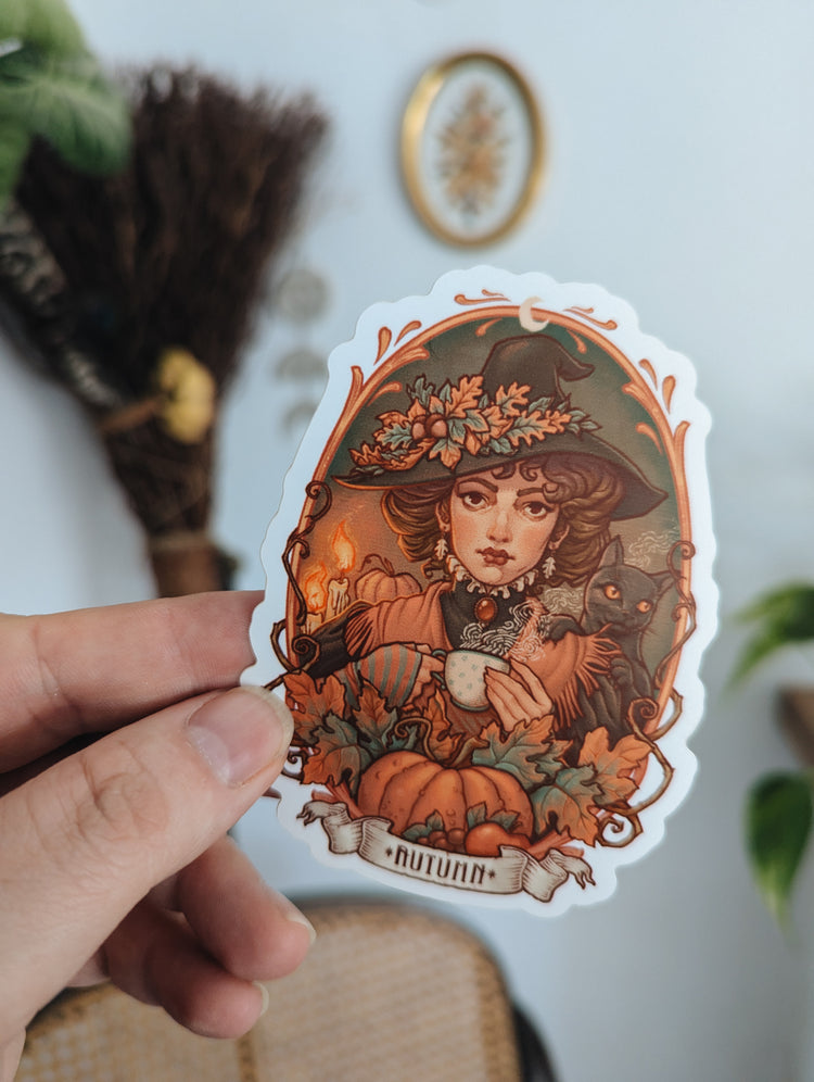 STICKER - AUTUMN WITCH - ART BY MEDUSA DOLLMAKER