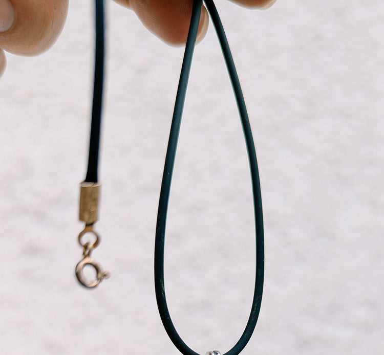 45 cm RUBBER CORD - 925 STERLING SILVER CLOSURE