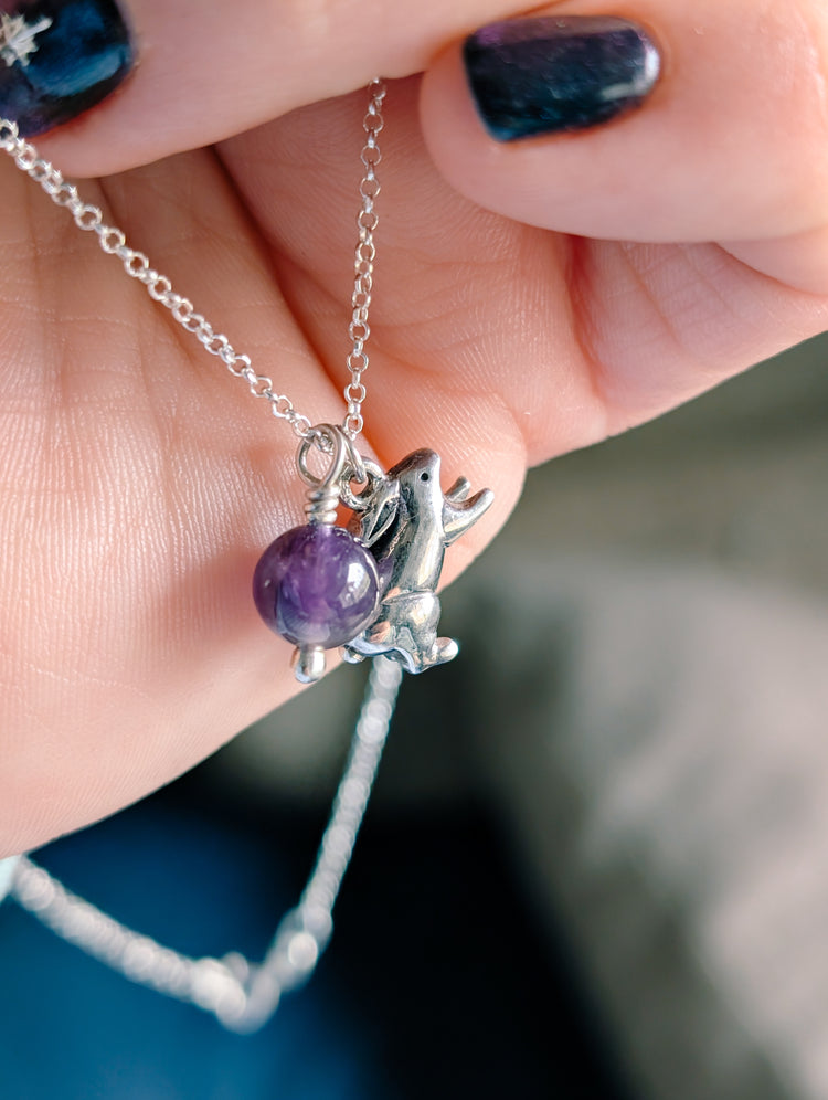 RABBIT AMETHYST NECKLACE - 925 STERLING SILVER
