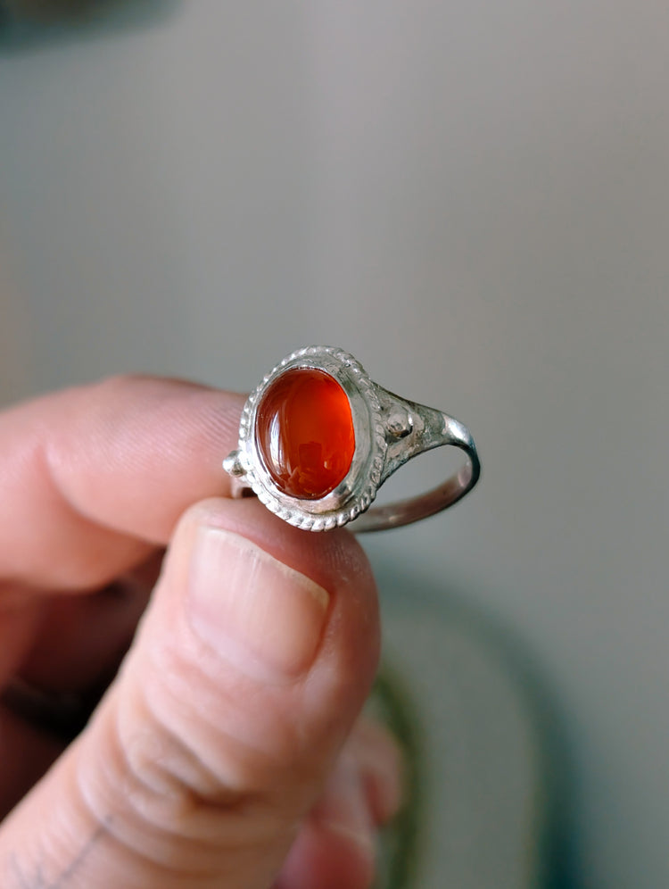 Carnelian ring size 8 Handmade - 925 STERLING SILVER JEWELRY