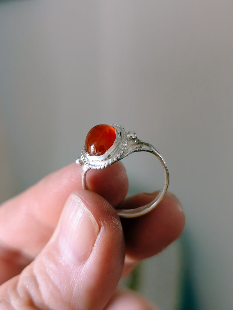 Carnelian ring size 8 Handmade - 925 STERLING SILVER JEWELRY