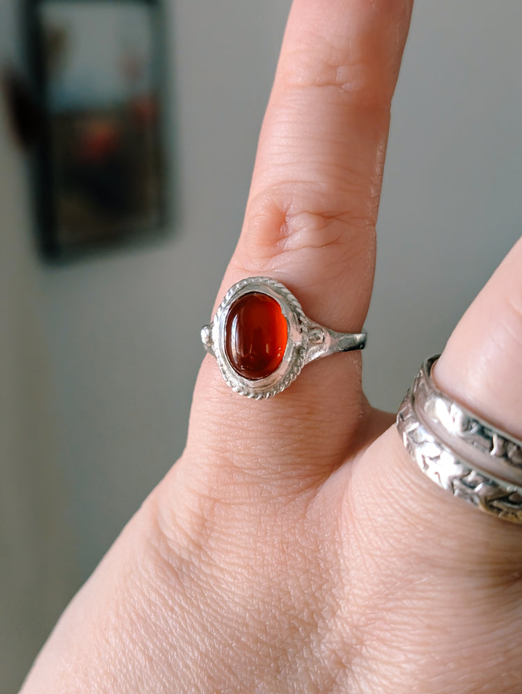 Carnelian ring size 8 Handmade - 925 STERLING SILVER JEWELRY
