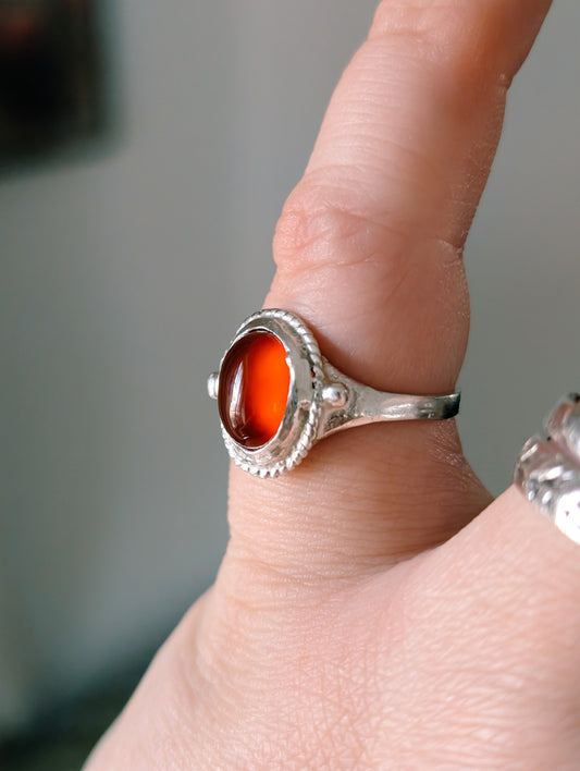 Carnelian ring size 8 Handmade - 925 STERLING SILVER JEWELRY