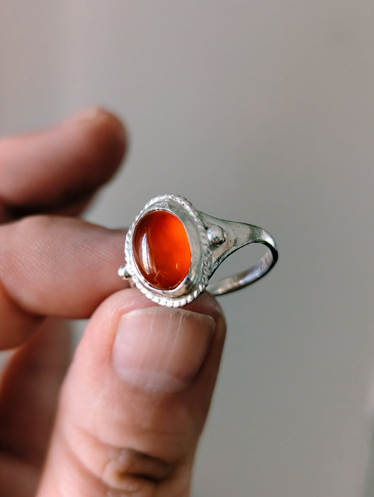 Carnelian ring size 8 Handmade - 925 STERLING SILVER JEWELRY