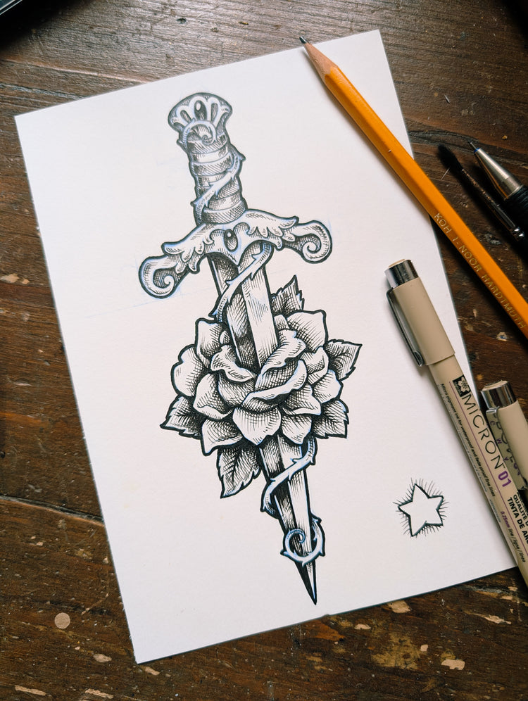 Original ink Art by Medusa Dollmaker