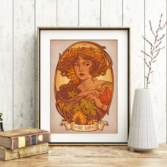 THE SUN TAROT CARD ART PRINT DinA4 - 8x11'' - Art by Medusa Dollmaker Art Nouveau