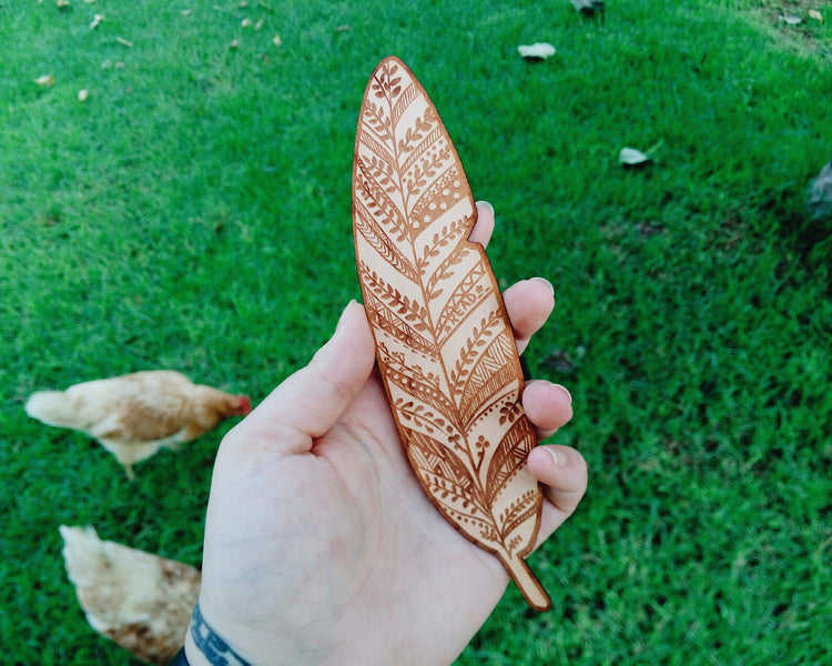 wood bookmark feather bohemian boho booklover items present for witches