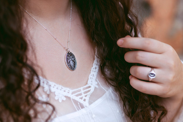 MANDRAKE TALISMAN NECKLACE - 925 STERLING SILVER WAX STAMP SEAL POISON PLANT WITCH