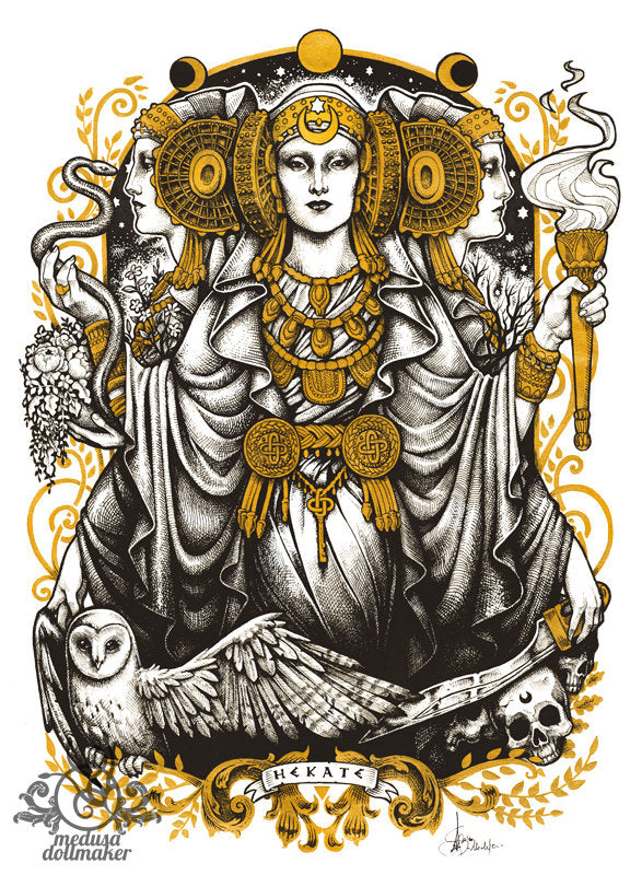 HECATE WITCH WHITE GODDESSES GOLDEN WITCHERY WITCHCRAFT IBERIAN NOUVEAU