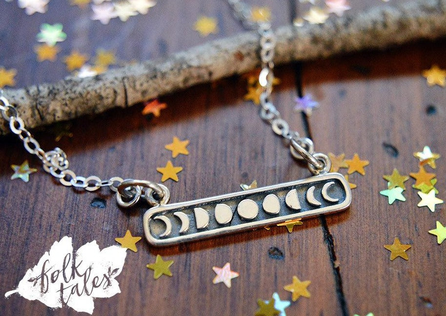 MOON PHASES NECKLACE FESTOON STERLING SILVER AMULET