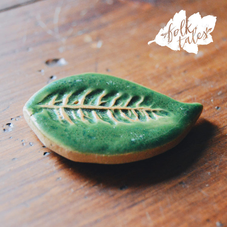 iman leaf green ceramic handmade artisan