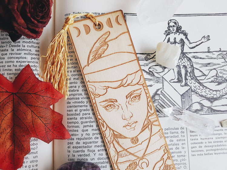 Laser Cut Wooden Bookmarks HERB WITCH REDHAIR MOON