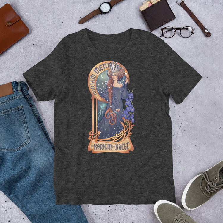 t-shirt queen of night stars and moon miriam mendiola  blue  red hair scene ideal moon witchcraft witch clothes  art nouveau medusa dollmaker light cotton unisex